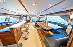 interior salon of viking 90 open bridge